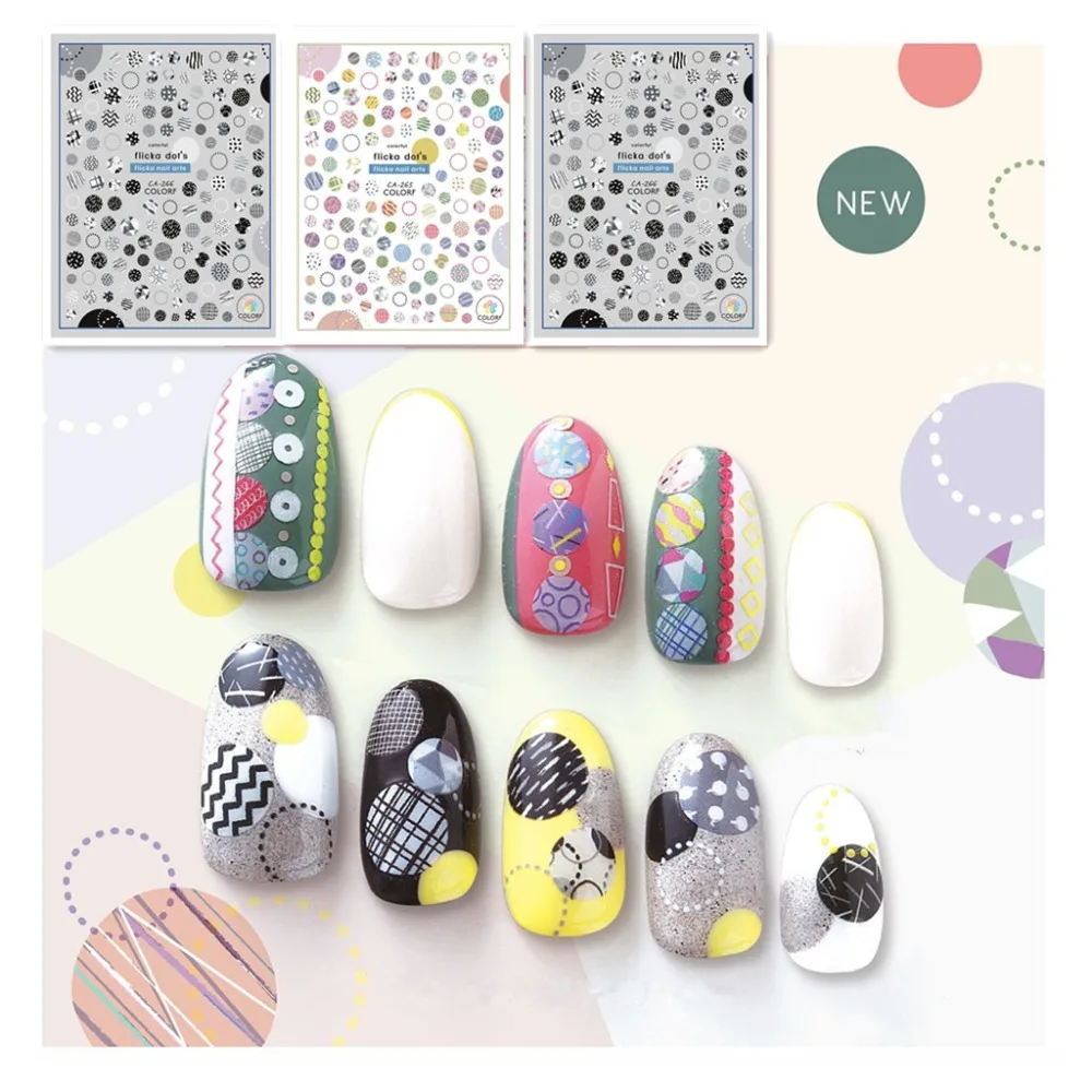 

Newest CA-265 266 dots design 3d nail art sticker decal stamping template DIY nail decorations tools nail wraps