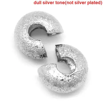 

Copper Crimp Beads Half Round Silver Color 4mm( 1/8") Dia, 9 PCs new