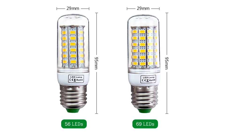 Светодиодная лампочка Кукуруза E27 E14 220 V светодиодный свет SMD5730 мини умная ИС (интеграционная схема) Светодиодный свет лампы 24/36/48/56/69/72