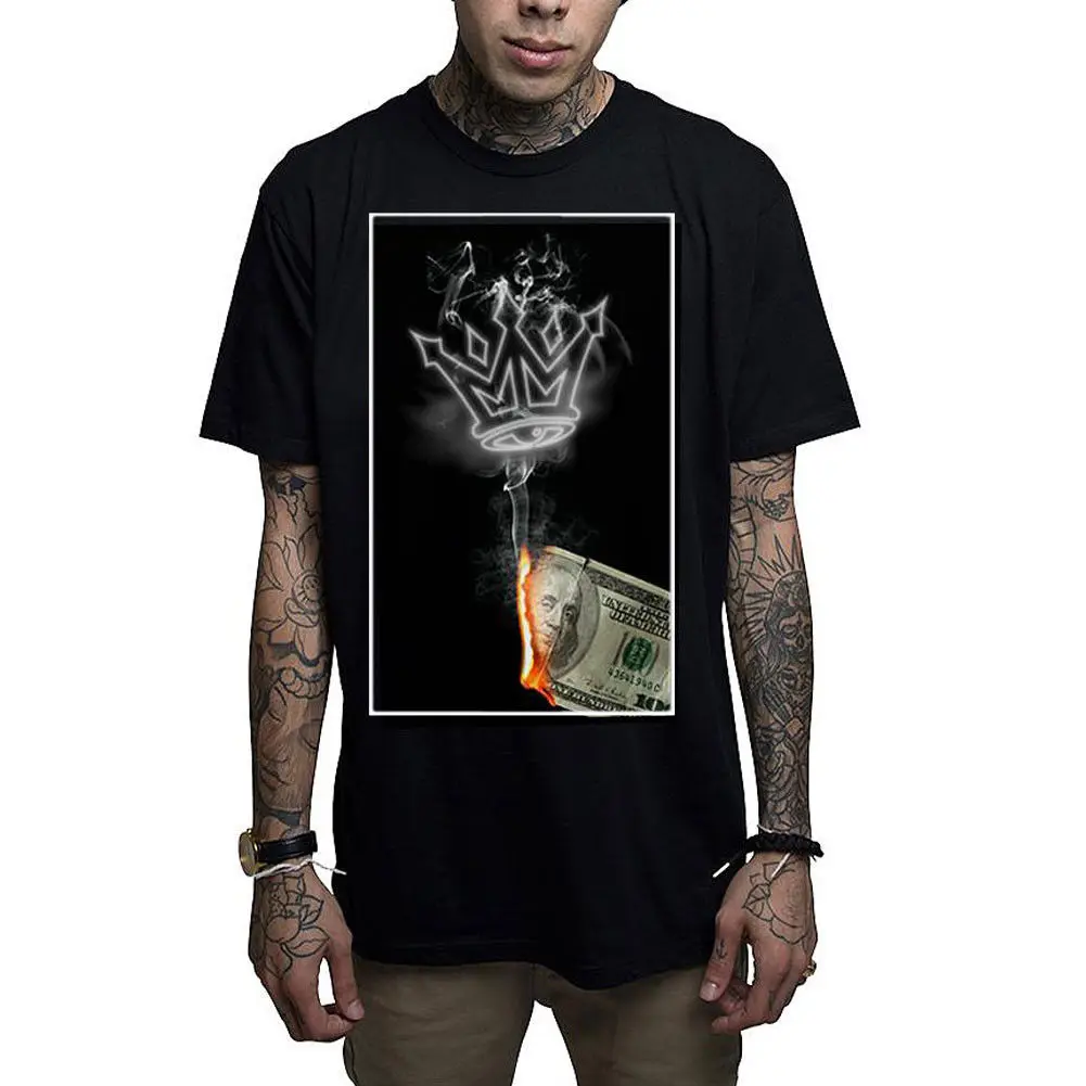 Mafioso Men's Money To Burn T Shirt Black Tattooed Punk Rap Clothing ...
