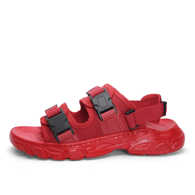 Высококачественные мужские мягкие, удобные сандали, мужские летние сандалии, новая модная мужская повседневная обувь - Цвет: Красный