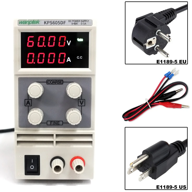 

Wanptek Power Supply Single Channel LED Digital 4 Digits display Adjustable Mini Switch DC Power Supply KPS605DF
