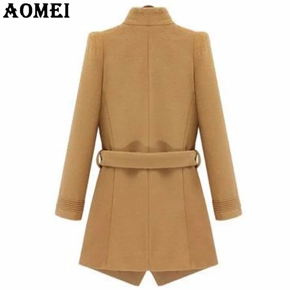 Laine Printemps Manteaux Vêtements Bureau Porter Automne Navy Chameau Femme Blue Avec camel Des Dame Au Travail Ceintures Hiver Nouveau Irrégulière Élégant 5pnqwaF