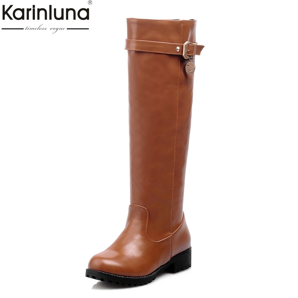 

KARINLUNA 2018 Large Sizes 33-43 Fashion Riding Boots Women Shoes Woman Leisure Cool knee-high Boots Female Shoes Women