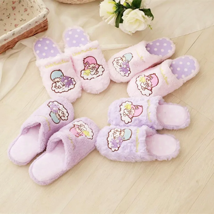 

Lovely Anime Twin Stars Lint Slipper Living Indoor Warm Soft Plush &Velvet Slipper Non-slip Girl's Home Furnishing