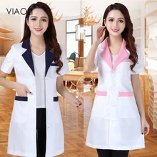 Салонное белое лабораторное пальто с v-образным вырезом Новое поступление Летняя униформа медсестры Больничная Униформа доктора Дамская медицинская Униформа с короткими рукавами одежда для красоты