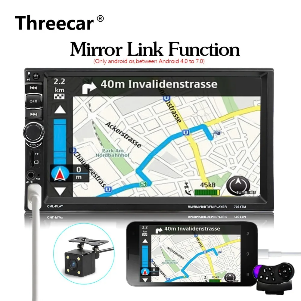 Mirror Link 2 Din MP5 Player Universal 7 1024 600 Bluetooth Car Radio Stereo with Rear