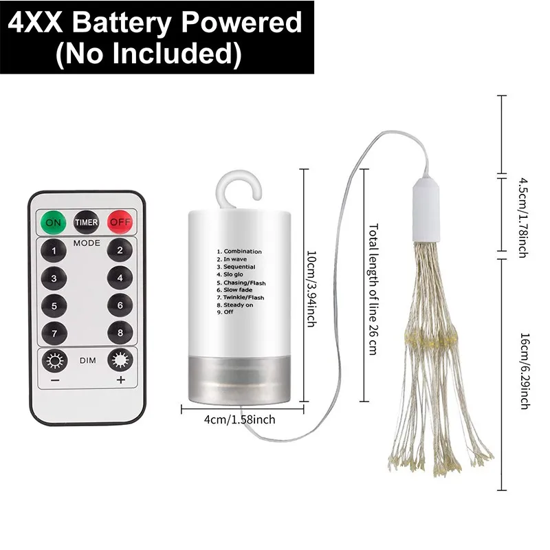 2 шт. 198 светодиодный наружный IP65 подвесной светильник Starburst, медный светильник для фейерверков, с режимами затемнения, сказочный светильник, Прямая поставка