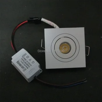 

square white 1W/3W led ceiling lamps dimmable or Mini Cabinet Recessed Downlight Kit incl Dimmable Power Supply 3000K 110V 220V