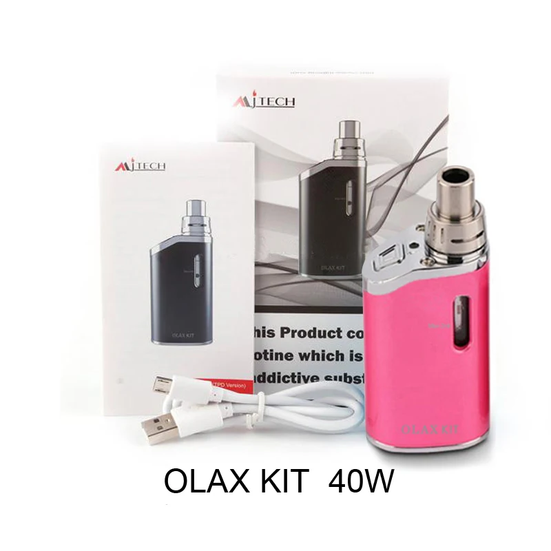 Original Electronic Cigarettes Mjtech olax kit 40w Box Mod Kit 1300mah Vaporizer Support 0.4ohm coil 2ml Atomizer Tank No Leak  (6)