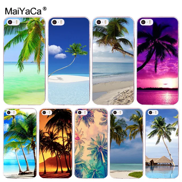 

MaiYaCa Landscape Sea Beach Coconut-tree for iPhone 4 5C 5S 6S 7 8 Plus X XR XS MAX Phone Cases transparent Soft TPU Cover Cases