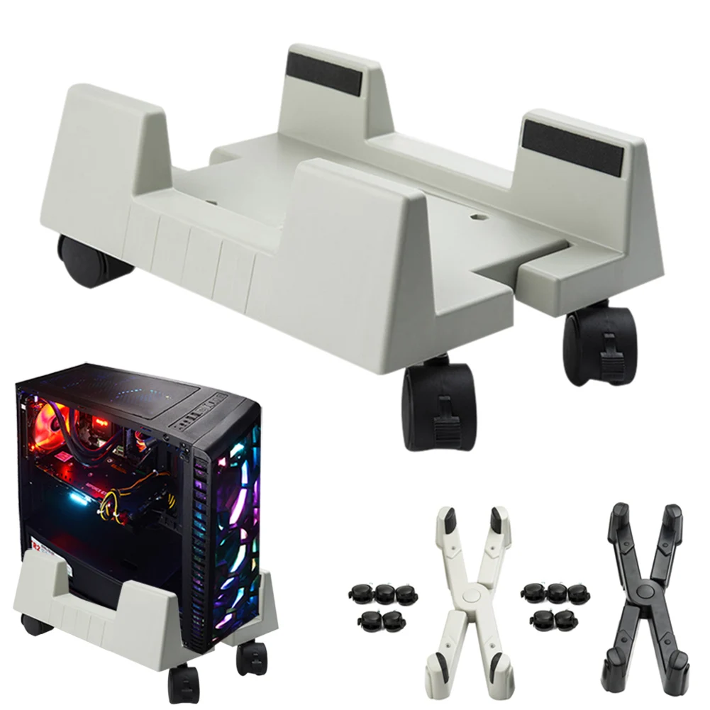 PC Computer CPU Stand Plastic Case Holder With Brake Wheels XXM8