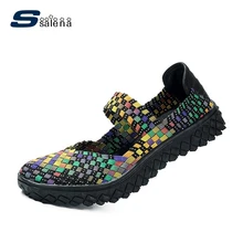 Новинка; женская обувь на плоской подошве; женская обувь без застежки; Корейская дышащая вязаная обувь; дышащая летняя пляжная обувь; B2612