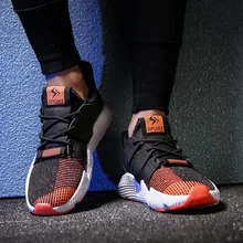 2019 High Quality Fly Weaving Men Running Shoes Breathable Non-slip Sneakers Thick Bottom Male Spring Shoes Plus Size 39-46