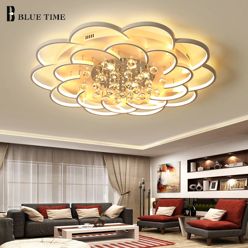 

Fashion Modern Led Crystal Ceiling Lights For Living Room Bedroom White Color Home Led Ceiling Lamp Luminaires AC110V AC220V