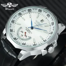WINNER Official Military Sports Watch Men Automatic Mechanical Sub-dials Calendar Leather Strap Mens Watches Top Brand Luxury forsining top brand luxury mechanical watch men tourbillon small sub dials display magnet strap 2018 new fashion auto wristwatch