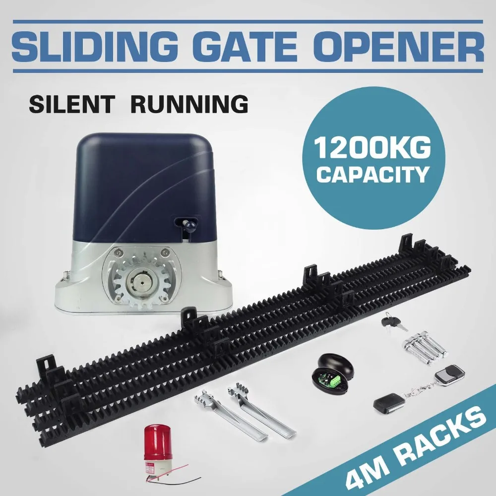 

Heavy duty loading Automatic electric sliding gate opener motor with 2ps remote control 4m steel racks to move gate 900-1200kg