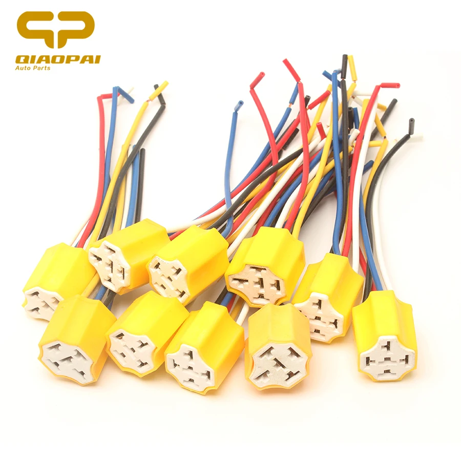 

10pc Universal Ceramics 12V Relay Socket 5P Moto Automotive Relay Socket Copper 5 Wire Bulb Socket for 24V 48V Connector Relay