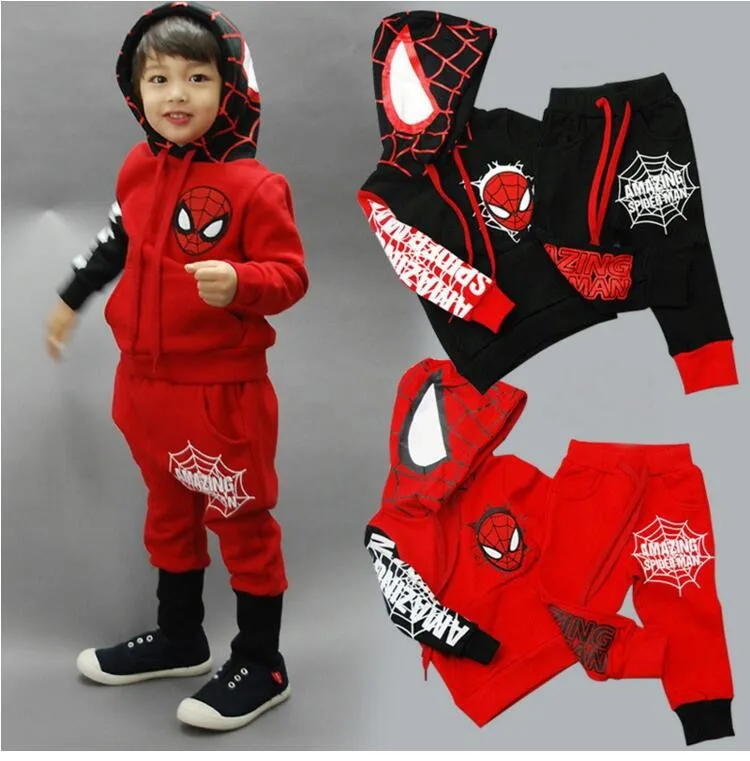 Комплект одежды «Человек-паук» из хлопка с длинными рукавами(худи+штаны) детские костюмы