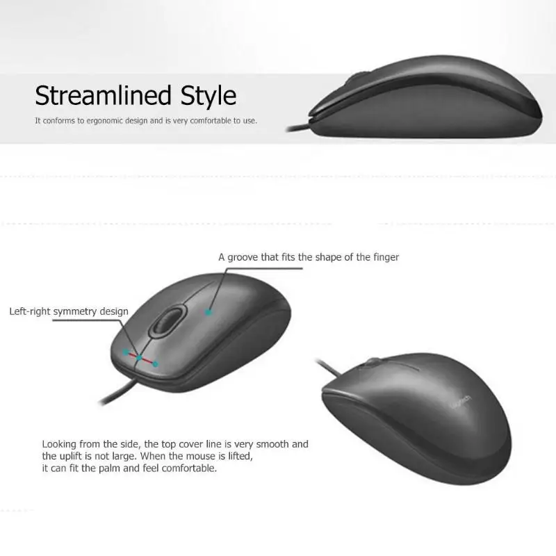 Оригинальная игровая проводная мышь Logitech M90 эргономичная оптическая для