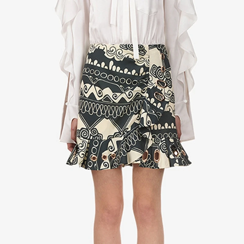 

Self Portrait Printed Skirt Designer 2018 Women Vintage Mini Skirts