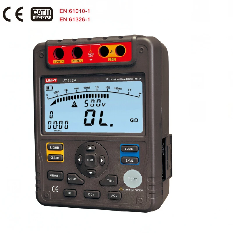 

UNI T UT513A Insulation Resistance Tester Megohmmeter Voltmeter 5000V 1000G ohm w/ USB Interface Earth Ground Meter