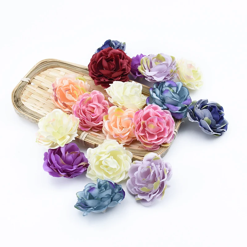 

10pcs Silk teddy bear of roses scrapbooking flower wall home decoration accessories diy gifts box fake plants artificial flowers