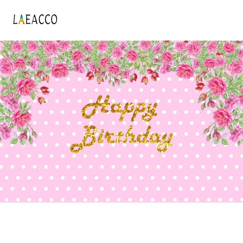 

Laeacco Pink Flowers Vine Backdrop Children Birthday Portrait Photography Background Photographic Backdrops For Photo Studio