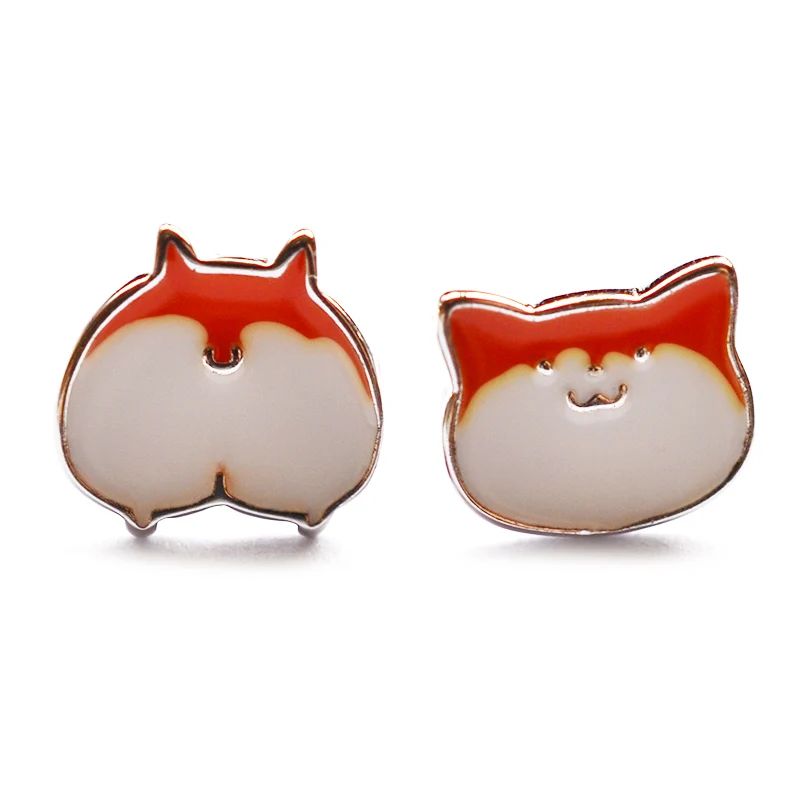 

2pcs Cute Corgi Butt Animal 925 Sterling Silver Earrings Ear Stud Ear Drop Cosplay Gift N1