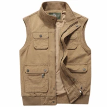 Vest Jacket Sleeveless Men Vest Male Many Pocket Waistcoat Photographer Autumn Unloading Tactical Stand Collar Multi Pocket Vest