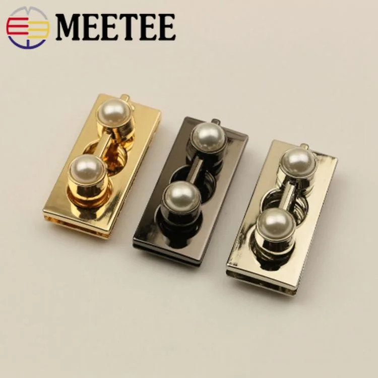 

49x22mm Rectangular Pearl Bag Locks Metal Handbag Spring Lock Snaps Clasp for DIY Replacement Purse Closure Leather Accessories