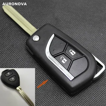 

AURONOVA New Upgrade Flip Folding Key Shell for Toyota Corolla Rav4 Vios Yaris 2 Buttons Modified Remote Car Key Case