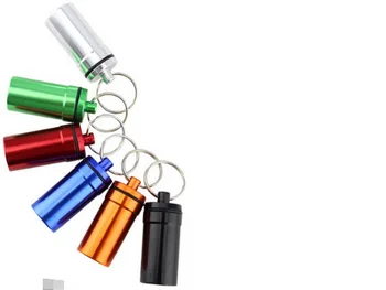 

by dhl 1000pcs high quality Waterproof Aluminum Pill Box Case Bottle Drug Holder Container Keychain Medicine Box