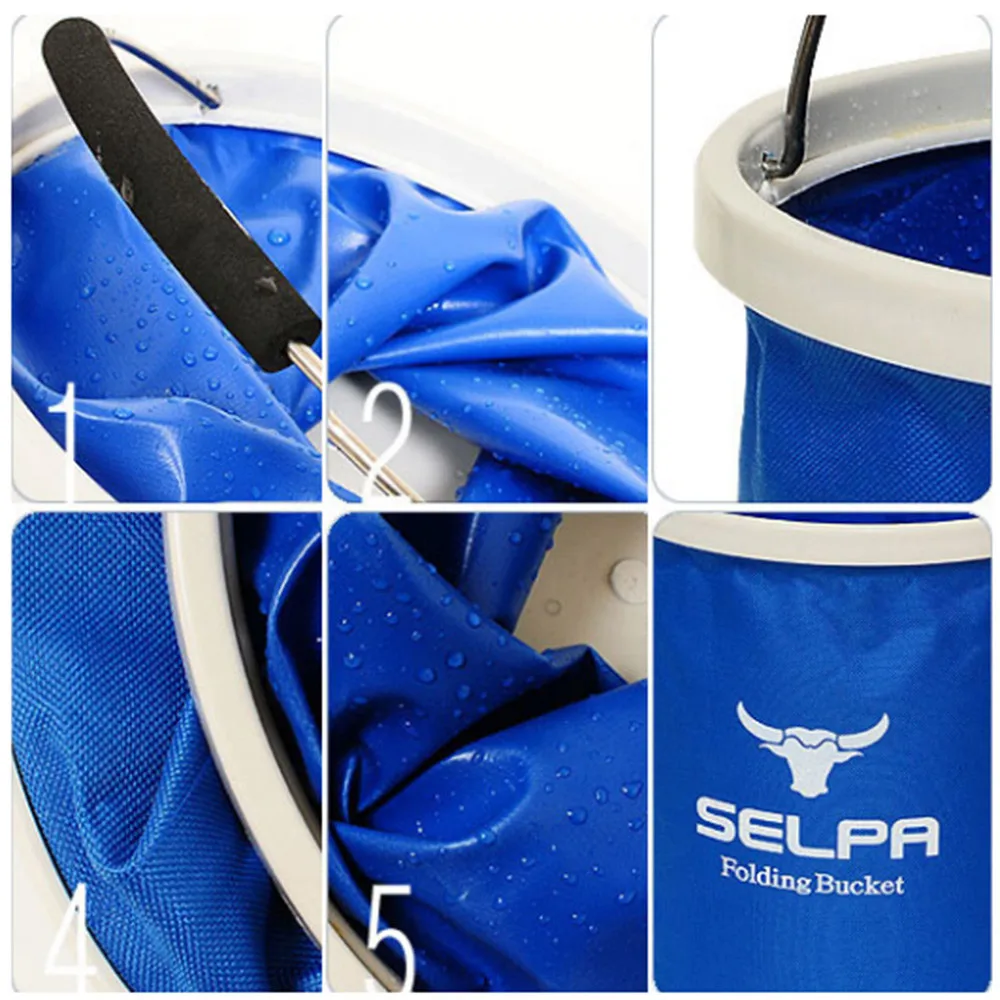  Outdoor Folding Bucket Camping Bucket Environmental Friendly Portable Folding Barrel 11L Travel Hiking Sport #3S27 (9)