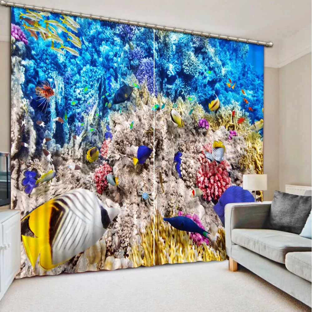 Inicio dormitorio decoración 3D cortina océano peces de Coral cama Sala Oficina Hotel Cortinas 3D baño Cortina de ducha Inicio dormitorio decoración 3D cortina océano peces de Coral cama Sala Oficina Hotel Cortinas 3D baño Cortina de ducha