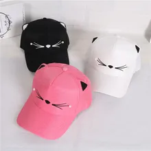 Милые кошачьи уши розовый взрослых чистая летняя кепка-бейсболка Для женщин головные уборы с любимыми персонажами из мультфильмов Регулируемый сетчатой юбкой, Кепки подарок