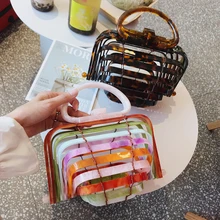 Летние ; цветная женская обувь одной ручкой specicl дизайн клетка для птиц, акрил бамбуковая корзина полые складные сумки из натуральной кожи Лидер продаж Sac a Main