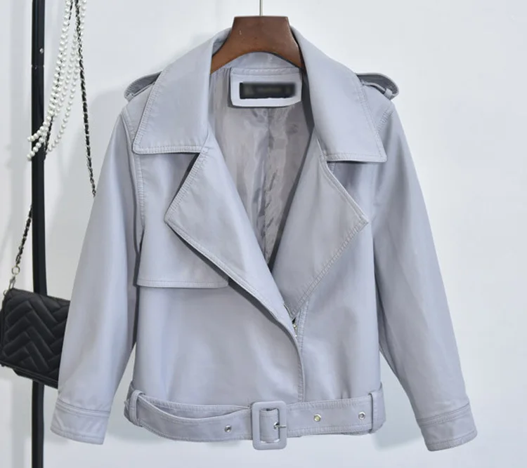 Свободная Офисная Женская куртка из искусственной кожи, модная однотонная зимняя куртка с отложным воротником, мотоциклетное пальто из искусственной кожи