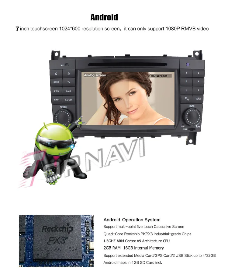 Top Topnavi 7" Android 7.1 Car PC DVD Player For Benz C-Class W203 (2004 2005 2006 2007)/CLK W209 (2004-2005) Stereo GPS Navigation 23
