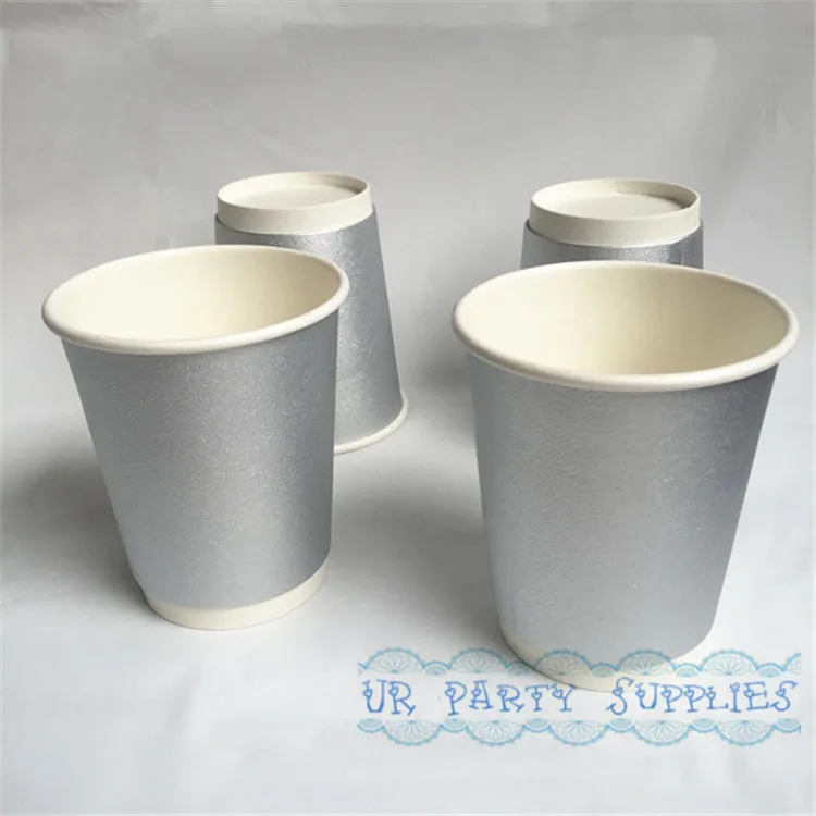Buy 120pcs Silver Party Cups Metallic Silver 2 Layer