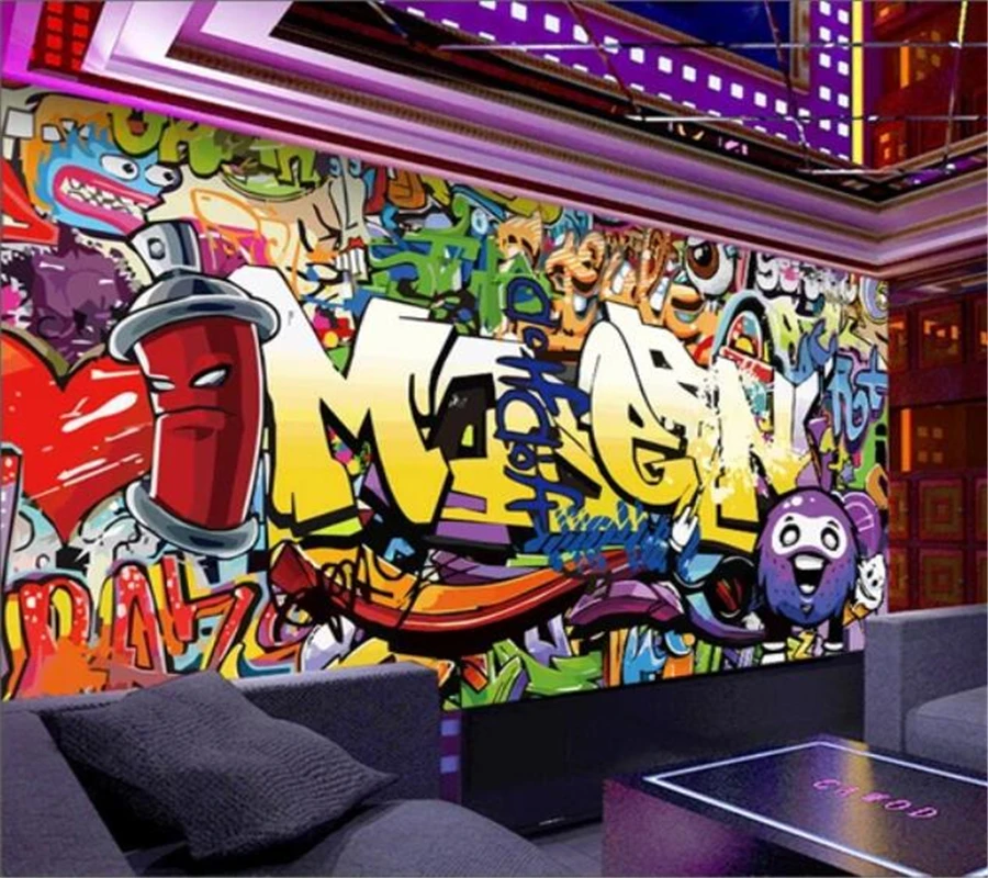 Beibehang пользовательские обои 3d роспись модные буквы граффити бар KTV фон Стена