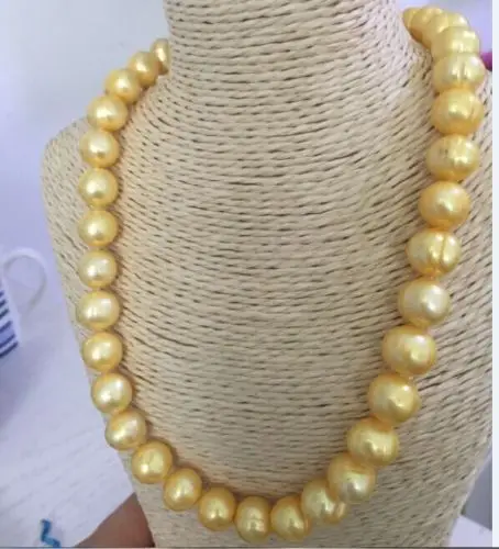 

Free Shipping >>>>> elegant12 -13mm south sea baroque gold pearl necklace 18inch14k