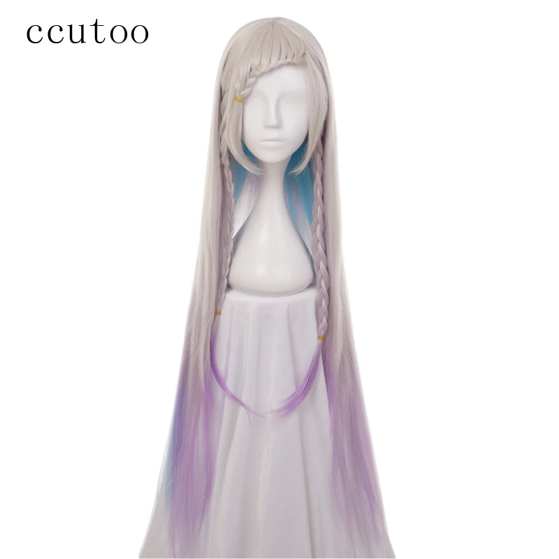 

ccutoo 100cm YUNA Mix Color Straight Long Braid Hairstyles Synthetic Wig For Halloween Party Cosplay Wig Heat Resistance Hair