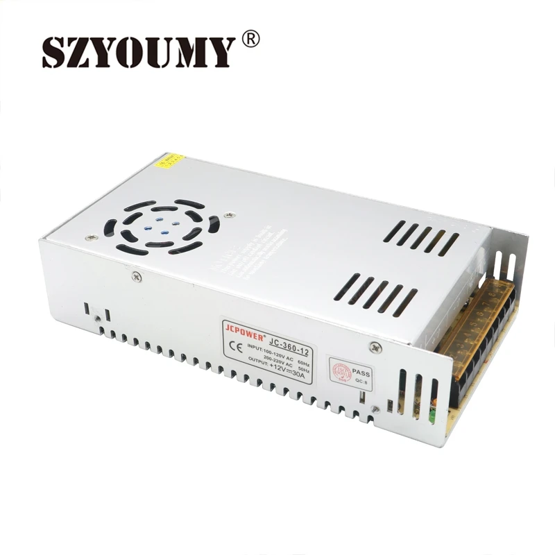 

SZYOUMY 5pcs 360W DC 12V 30A Regulated Switching Power Supply For 5050 3528 RGB Strip led module free DHL shipping to USA UK EU