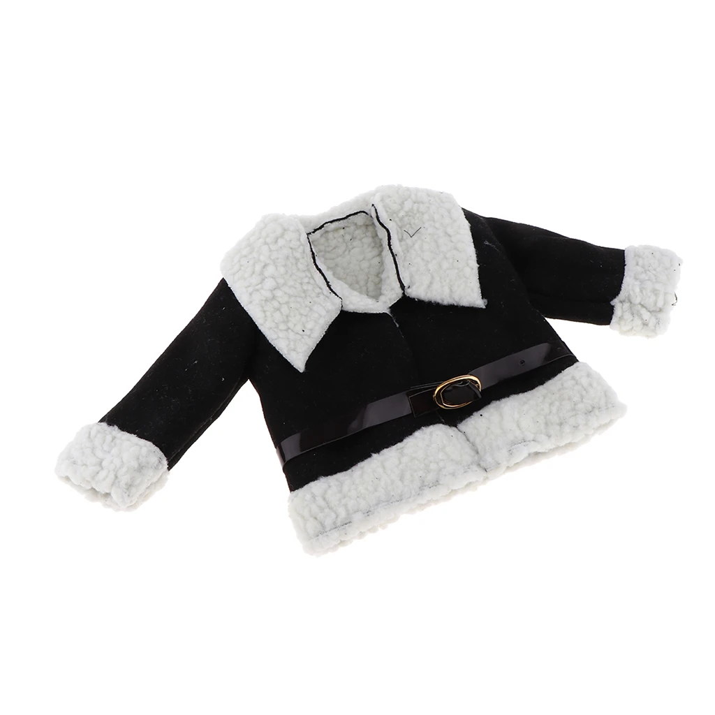 Mini Cute Doll Woolen Coat with Black Belt For 18 inch American Doll Clothes Kids Doll Dress-up Clothing Accessory Pink Black