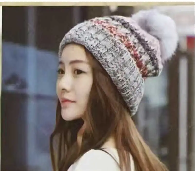winter hat female beanie faux fur pompon hat knitted pompon beanie winter hat knitted hat winter hats (3)