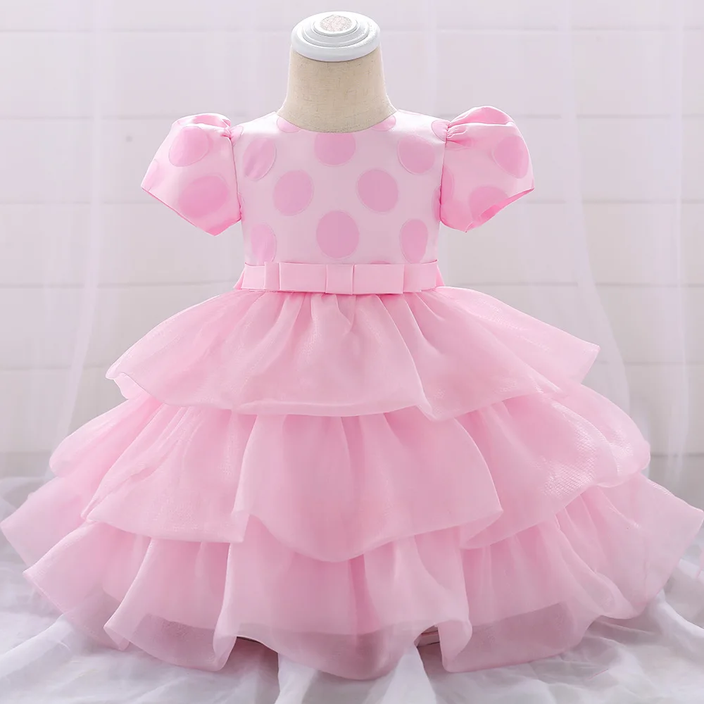 Пышное кружевное платье для маленьких девочек, платья для дня рождения для маленьких девочек 3-24 мес., 1 год, Vestido, вечерние платья принцессы на свадьбу для маленьких девочек - Цвет: L1893XZ-PI