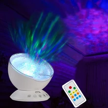 1X Newest Remote Control Ocean Wave Projector Rotating Night light Music Player TF Card Night Lamp For Kids Bedroom Living Room