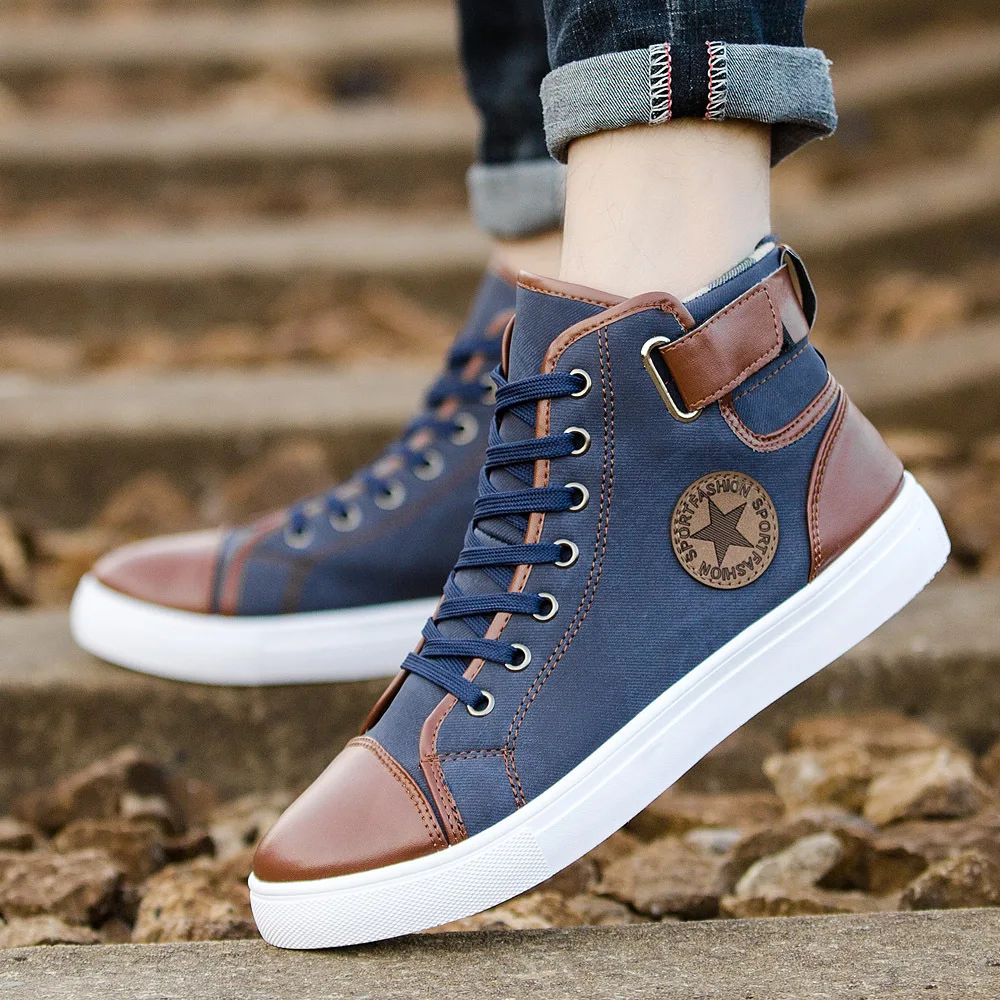 Koovan Men's Canvas Sneakers 2018 Simple Versatile Large Size 47 High Top Men's Shoes Lovers Casual Shoes Boots for boys male Koovan Men's Canvas Sneakers 2018 Simple Versatile Large Size 47 High Top Men's Shoes Lovers Casual Shoes Boots for boys male