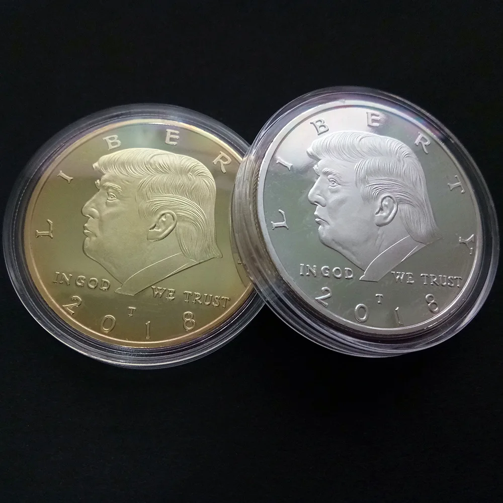 

2018 Gold Plated US President Donald Trump Commemorative Coin Christmas Funny Home Decoration Coin Gift For Christmas New Year